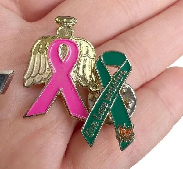 Lot of 4 Ribbon Lapel Pins Breast Cancer & One Less Wildfire - Image 5