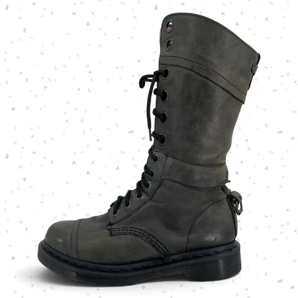 Dr. Martens Triumph Boots Leather Pirate Style Fold Down Tartan Plaid Lining 7 - Image 4