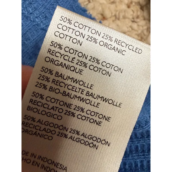 Free People Care Honey B Crew Neck Thermal Waffle Knit Top Copenhagen Blue S NWT - Image 6