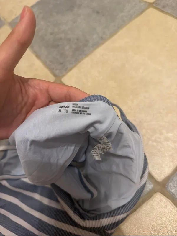 Aerie Striped Blue & White Cropped Cami Tank Top - Image 2