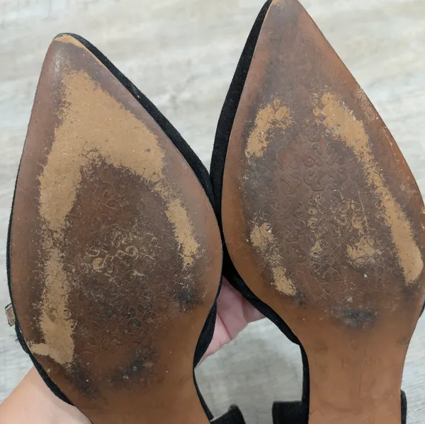 Linea Paolo Black Suede Demi D'Orsay Flats Size 7 - Image 7