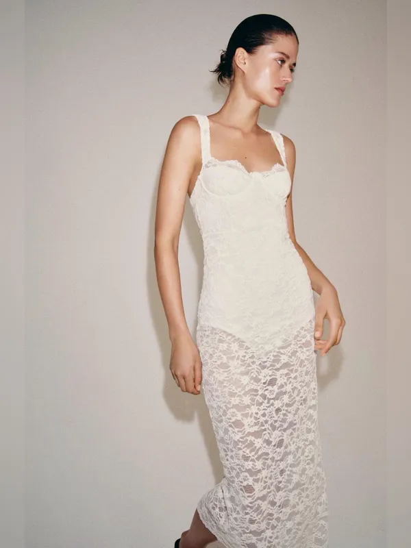NWT ZARA LACE MIDI DRESS SIZE S - Image 8