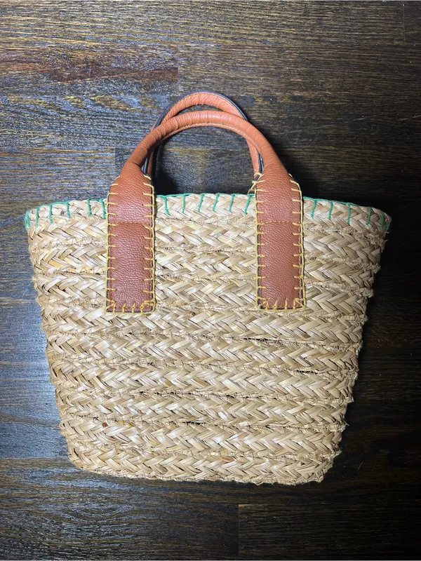 Universal Thread Straw Mini Tote Handbag Woven Seagrass - Image 2