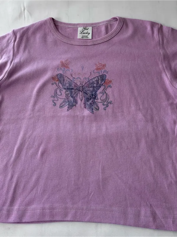 Lots of 2 Classic Crewneck Graphic Tee - Lavender and White - Image 9