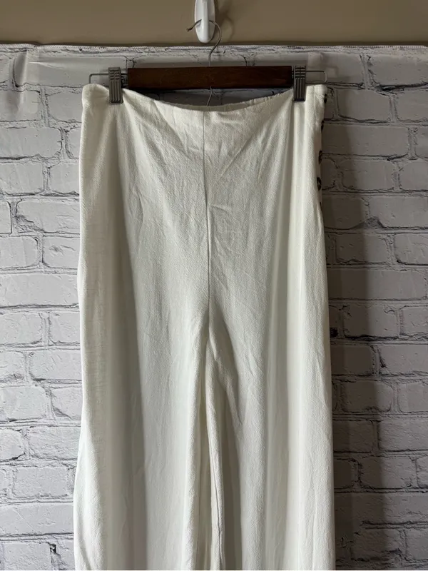 GLG Good Luck Gem white linen wide leg pants medium - Image 9