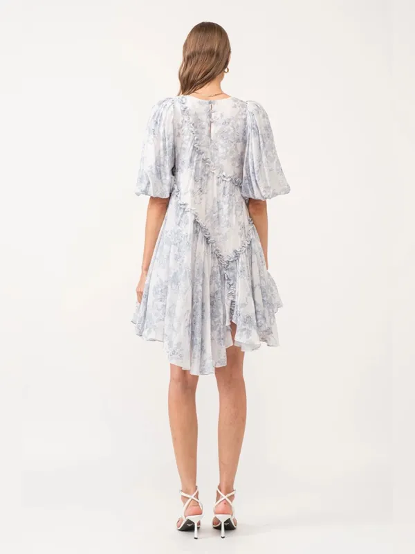Sofia The Label Melody Asymmetrical Mini Dress Size Small Blue - Image 3