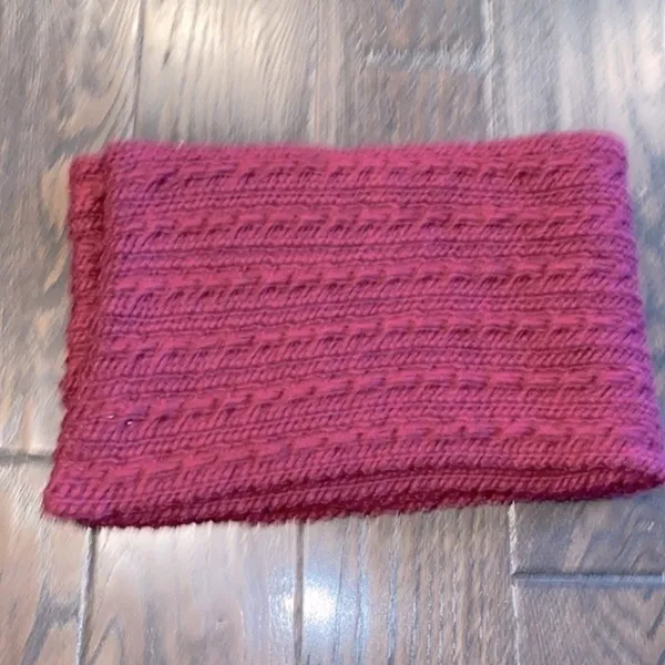 Red Camel Burgundy wine color knit infinity scarf - Image 5