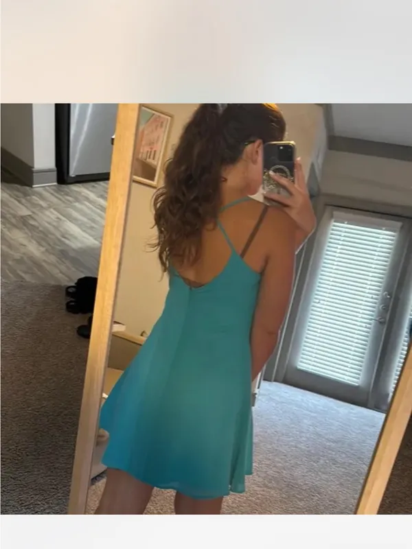 Naked Zebra Teal Spaghetti Strap Mini Dress - Image 2