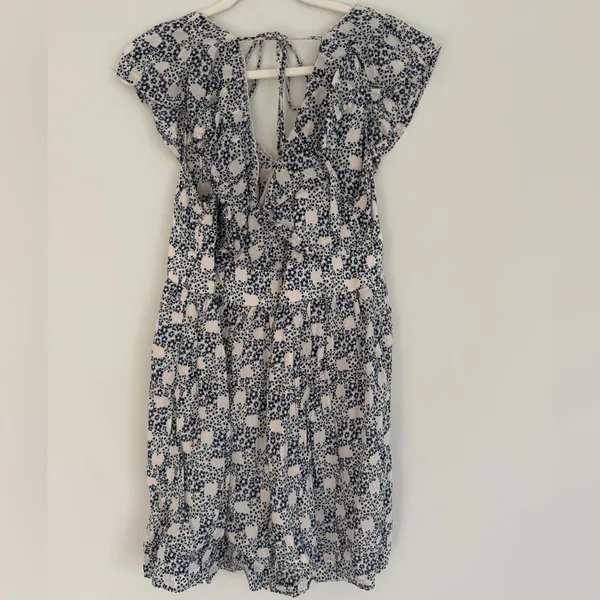 Anthropologie Navy and White Backless Dress - Image 3