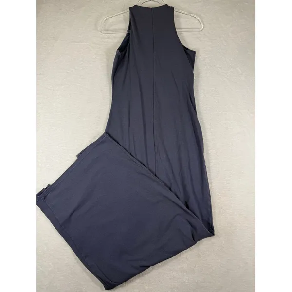 SKIMS Soft Lounge High Neck Dress Slate Blue Gray Ribbed Maxi Medium - Image 9
