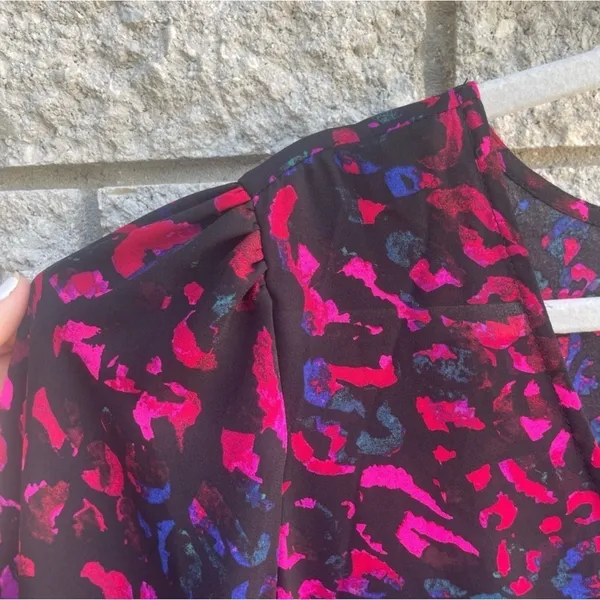 Torrid Peplum Georgette Tie Front Leopard Print Blouse Plus Size 2X Black Pink - Image 11