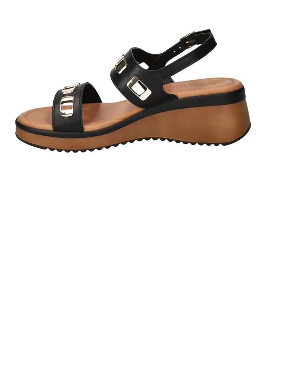 Bella Vita Women's Vic made in Italy Wedge Sandals Black Leather 7 wide - Image 2