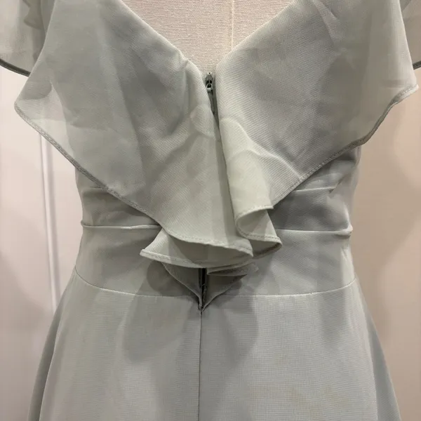 JJ's House‎ Soft Sage Green Chiffon Pleated V-Neck Flutter Sleeve Gown Bridal XS - Image 7