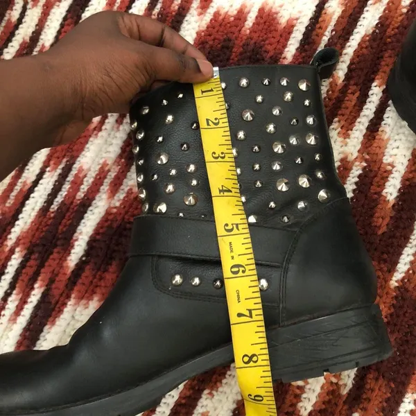 Y2K Gothic Grunge Cowgirl Black silver studded buckle synthetic leather ankle slip pull on ankle chelsea boots booties #whimsygoth #western #punk #country #boho EUR 39/US Women 8 - Image 2