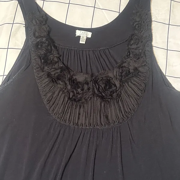XL TANK TOP. Black on black floral design. - Image 4