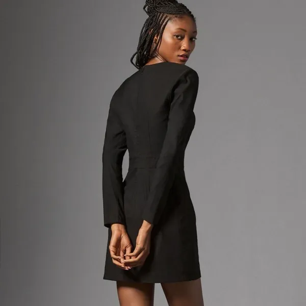 Anthropologie Sweetheart Mini Dress Women 8 Black LBD Minimalist Romantic Modern - Image 3