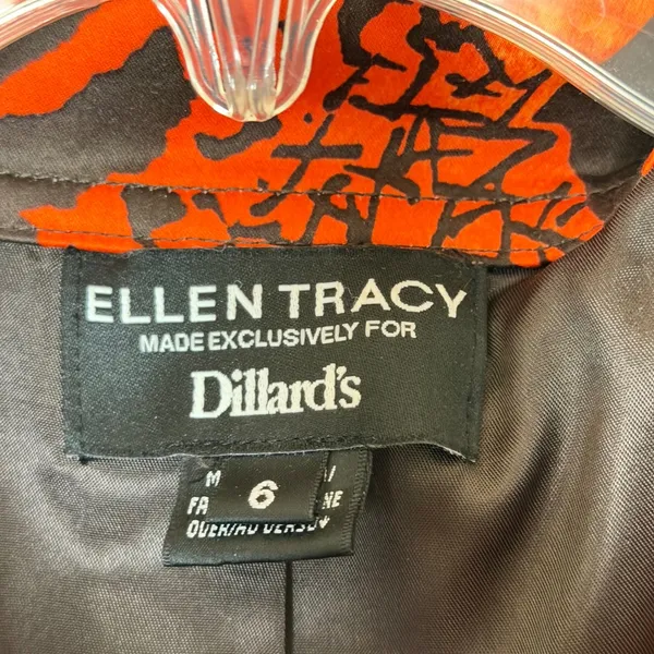 Ellen Tracy Animal Print Topper Coat Orange Brown Zebra Leopard Mock Neck Size 6 - Image 3