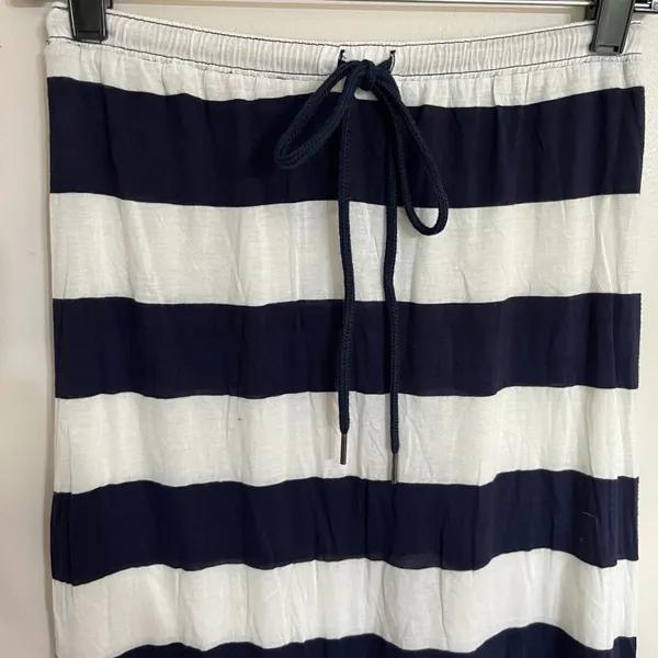 Aeropostale Navy White Striped Maxi‎ Skirt Blue Colorblock Hem Size Small Y2K - Image 3