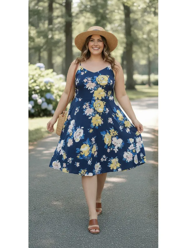 Old Navy Womens XL Navy Floral Smocked Sundress Adjustable Strap Summer Dress - Image 6