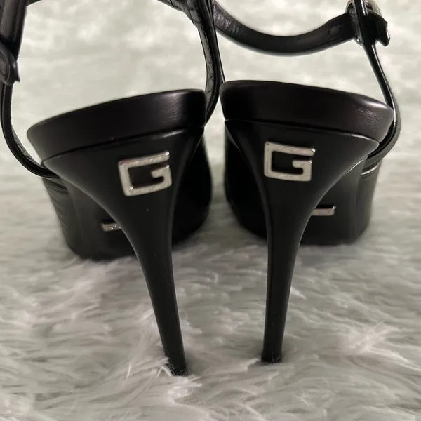 Authentic GUCCI Black‎ Leather Betsey Ankle Strap Heels Shoes Sz 36 - Image 8