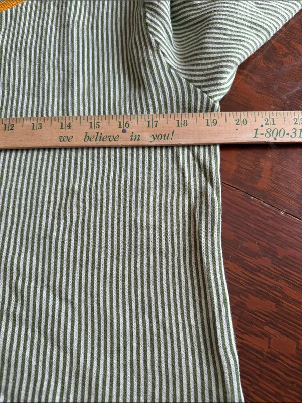 dolan Light Green Striped Long-Sleeve Knit Top with Yellow Trim size medium - Image 7
