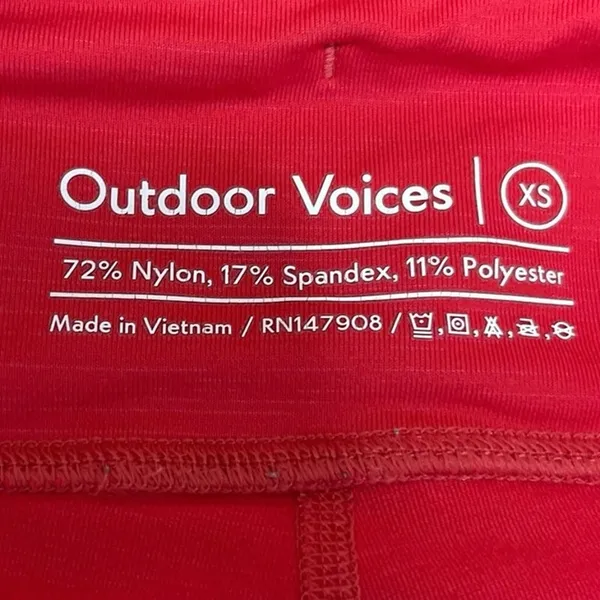 Outdoor Voices Red Low Rise Elastic Waist Fitness Slim Fit Biker Shorts Size XS - Image 3