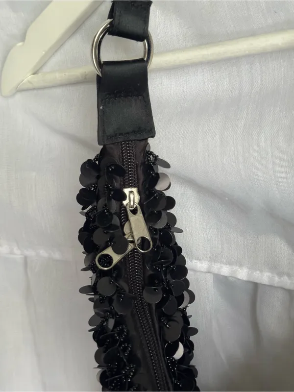 Y2K Sequin Hobo Shoulder Bag Black - Image 2