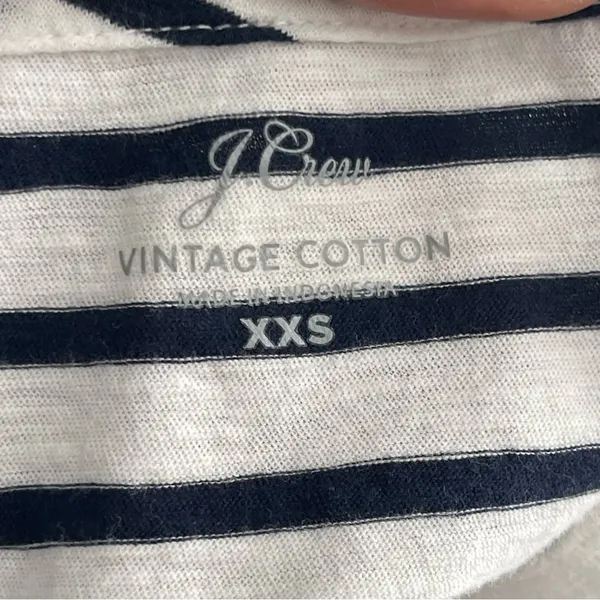 J. CREW | Navy Blue & White Striped Vintage Cotton T-shirt Sz XXS - Image 6
