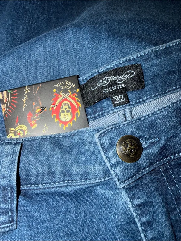 NWT ED HARDY Women’s Dagger Heart Wide Leg Jean WEHDB8300-3 SZ-32 - Image 7
