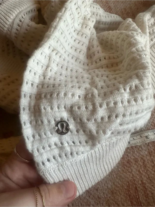 Lululemon Pointelle-Knit Cotton Sweater Light Ivory fits a small 4 or 6 W3HMIS - Image 7