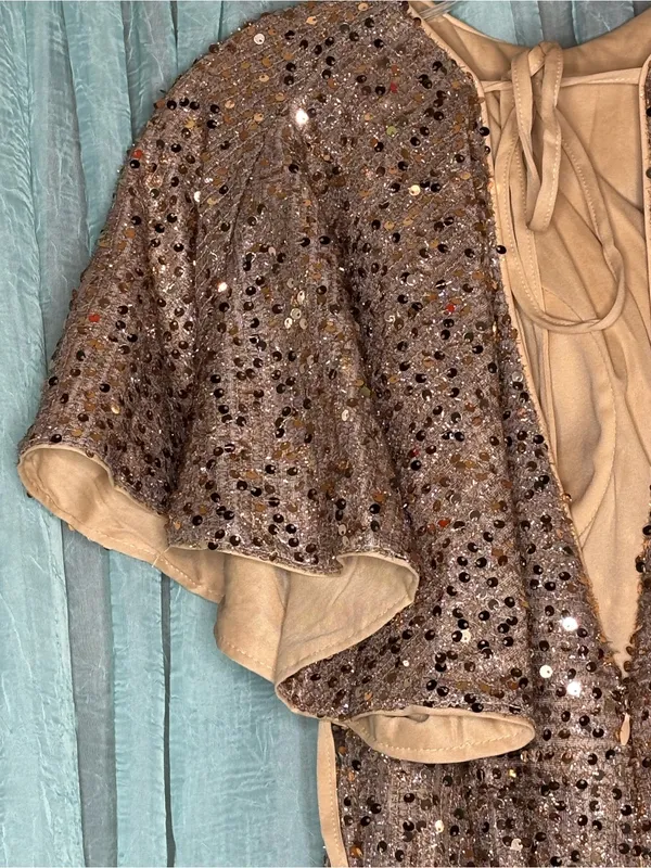 Gold Sequin Draped Prom Gown Size undefined - Image 4