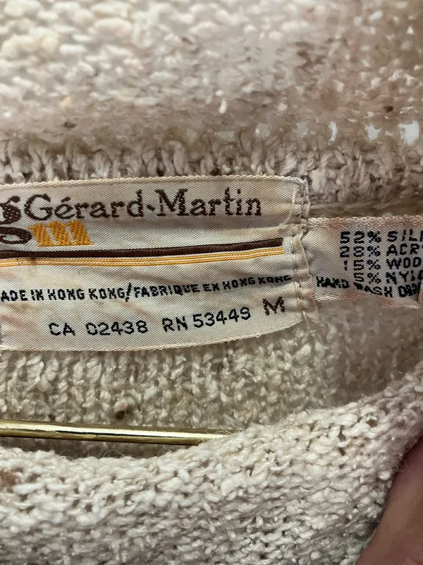 Women's Gerard Martin Vintage Cream Marled Knit Sweater - Medium - Image 2