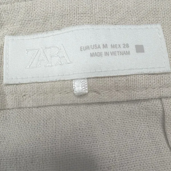 Zara Linen Blend Ecru High Rise Shorts M 8 GUC (SEE NOTE) - Image 2