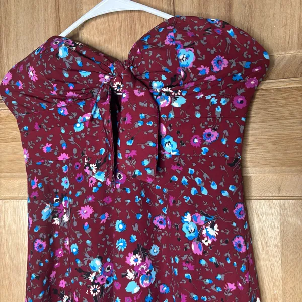 Lulu's women’s boho strapless Burgundy Floral Dress size S - Image 2