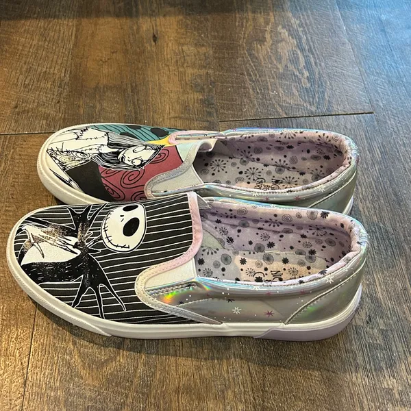 Nightmare Before Christmas Women's 7 1/2 Slip‎ On Shoes Jack and Sally Disney - Image 3