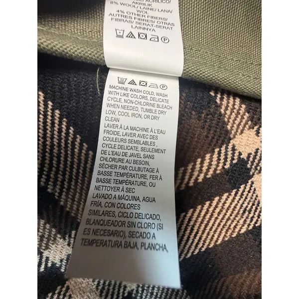 Lucky Brand Women Olive Green Plaid Back Utility Military Jacket Large 7W30591 - Image 7