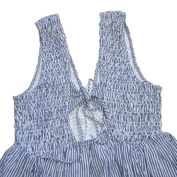 NWT Free People Juno Maxi in Ivory Blue Striped Cotton Smocked Dress S - Image 8