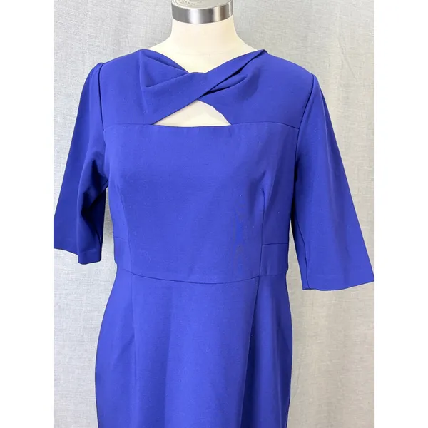 Trina Turk Romanova Cobalt Blue Cutout Sheath Dress‎ Size 14 Office Wear - Image 6