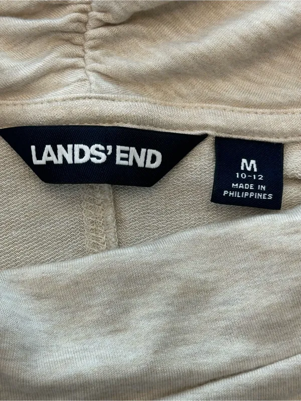 Lands' End Womens Medium M Top Shirt Cowl Neck Short Sleeve Cream Oatmeal soft - Image 5