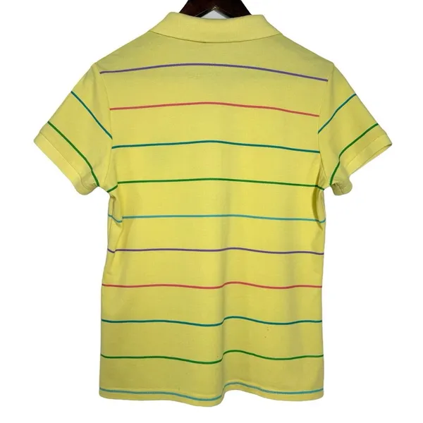 Abercrombie‎ & Fitch Polo S/M Y2K 90s Yellow Striped Embroidered Logo Shirt READ - Image 4
