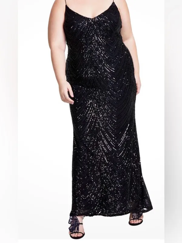 B Darlin Black Sequin Spaghetti-Strap Maxi Dress - Image 2