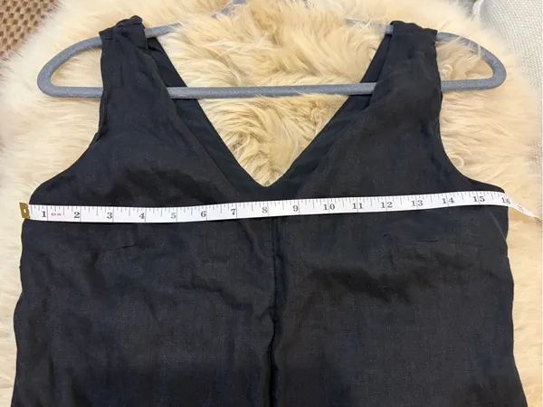 J.Crew Linen Mini Dress Black V Neck Sleeveless Shift Dress XS - Image 6