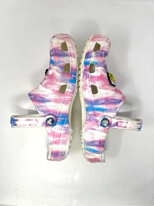 Crocs Classic Clogs Tie-Dye Pink Blue w/ Jibbitz | Men’s 8 / Women’s 10 - Image 5