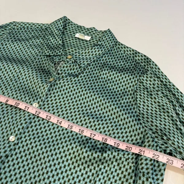 J. Jill Womens XL Green Geometric Print Button-Down Blouse 55% Viscose 45% Rayon - Image 7