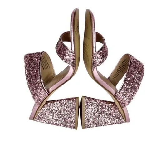 Abound‎ Mules Pink Glitter Block Heel Slide Sandals Square Toe Size 5 - Image 5