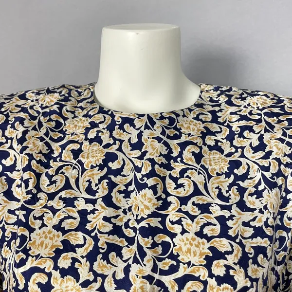 Vintage Dress 80s Long Sleeve Pencil Officecore Puff Sleeves Floral High‎ Neck - Image 7