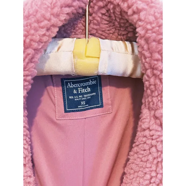 Abercrombie & Fitch Sherpa Teddy Fleece Over Coat XS Mauve Pink Cozy Soft Y2K - Image 6