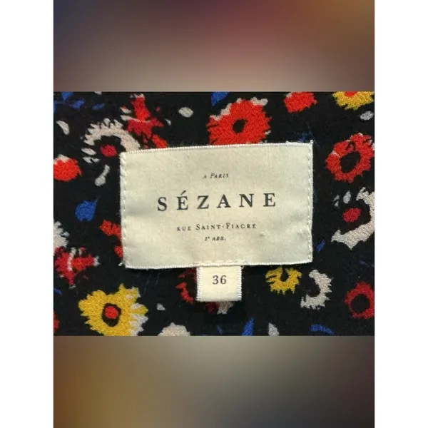 Sézane Carmen Black Floral Poppy Mini Flowy Dress Size 36 / 4 / Small - Image 7