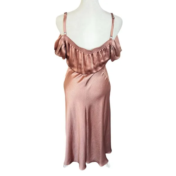 Ted Baker Esta Blush Pink Satin Cowl Cold Shoulder Midi Dress Size 0 - Image 7