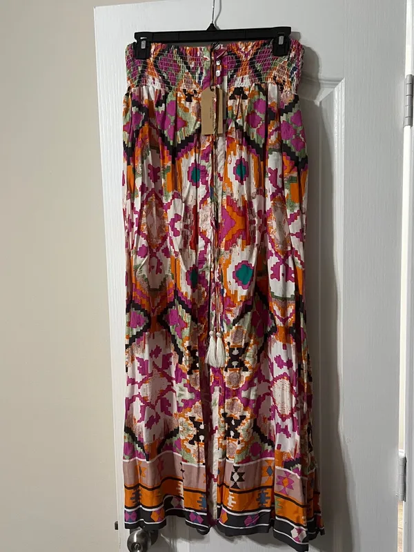 Boho Off-Shoulder Smocked in Pink & Orange - Image 2